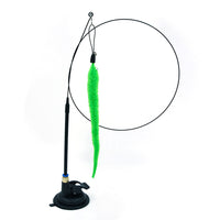 HKM-6335805 Multi-Head Replaceable Cat Teaser with Sucker - Steel Wire Pet Toy in Various Colors