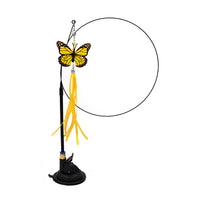 HKM-6335805 Multi-Head Replaceable Cat Teaser with Sucker - Steel Wire Pet Toy in Various Colors
