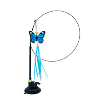 HKM-6335805 Multi-Head Replaceable Cat Teaser with Sucker - Steel Wire Pet Toy in Various Colors