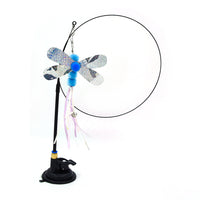 HKM-6335805 Multi-Head Replaceable Cat Teaser with Sucker - Steel Wire Pet Toy in Various Colors