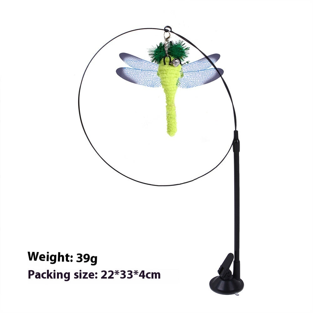 HKM-6335805 Multi-Head Replaceable Cat Teaser with Sucker - Steel Wire Pet Toy in Various Colors
