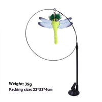 HKM-6335805 Multi-Head Replaceable Cat Teaser with Sucker - Steel Wire Pet Toy in Various Colors