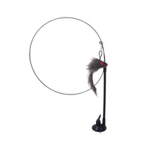 HKM-6335805 Multi-Head Replaceable Cat Teaser with Sucker - Steel Wire Pet Toy in Various Colors