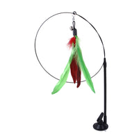 HKM-6335805 Multi-Head Replaceable Cat Teaser with Sucker - Steel Wire Pet Toy in Various Colors