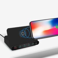 HKM-633619 Six-Port Intelligent Charger with Wireless Charging and Multiple Outputs