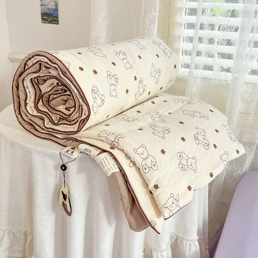 HKM-633747 Summer Quilt for Maternal and Child - Cartoon Design in Washed Cotton, Soybean Fiber Filling, Available in Multiple Sizes