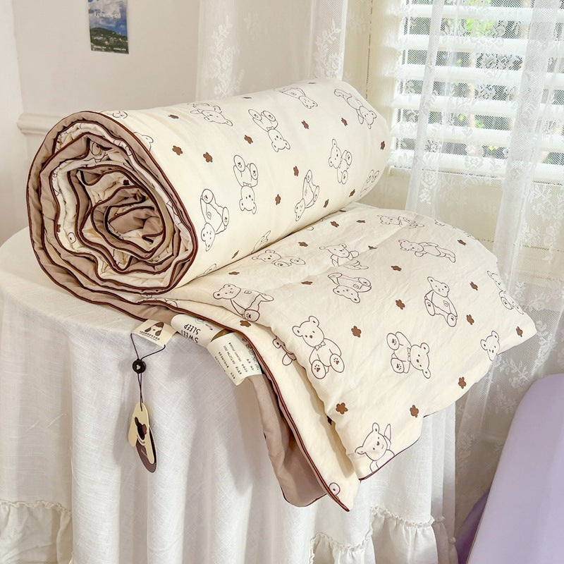 HKM-633747 Summer Quilt for Maternal and Child - Cartoon Design in Washed Cotton, Soybean Fiber Filling, Available in Multiple Sizes