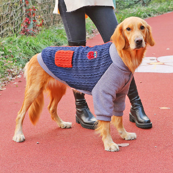 HKM-6338749 Cozy Double-Layer Polar Fleece Sweater for Large Dogs in Various Colors
