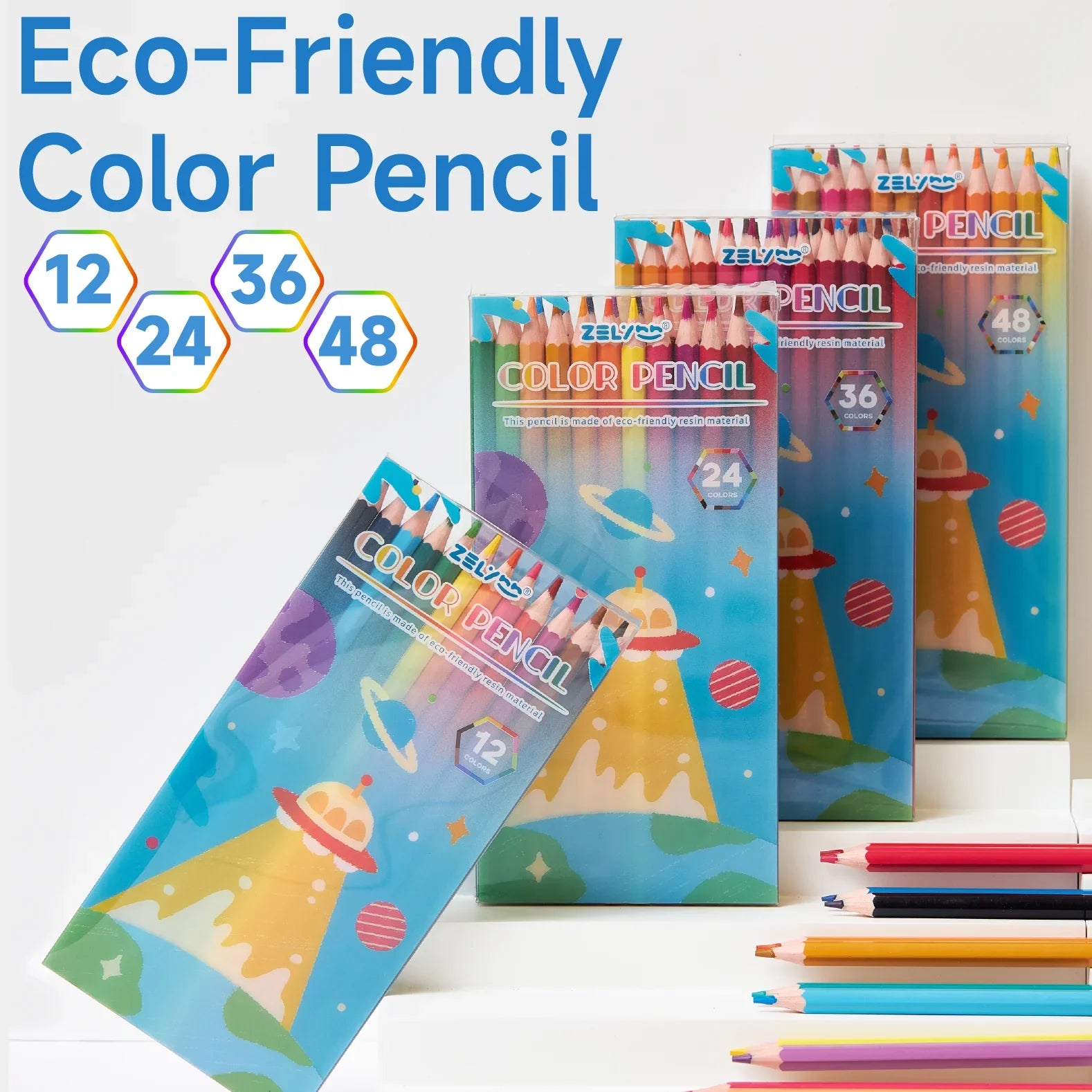 HKM-633875 48-Color Coloured Pencil Set for Children - Ideal for School & Drawing Activities