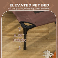 HKM-6339389 Elevated Portable Dog Cot Bed with Canopy Shade and Cooling Features, Coffee 48" x 36"