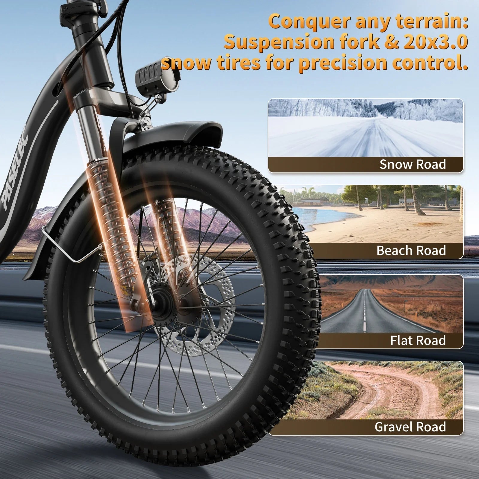 HKM-634067 Foldable 48V 16Ah Electric Bicycle with 20" Fat Tires and 7-Speed Gears for Adults
