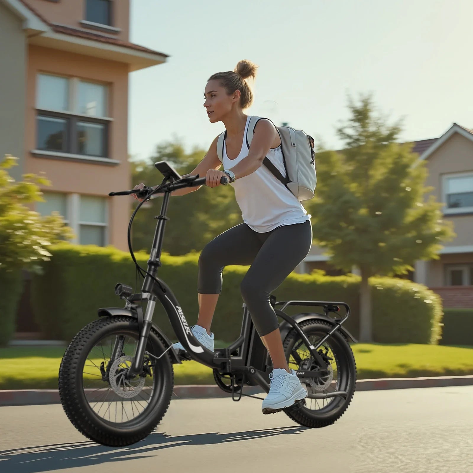 HKM-634067 Foldable 48V 16Ah Electric Bicycle with 20" Fat Tires and 7-Speed Gears for Adults