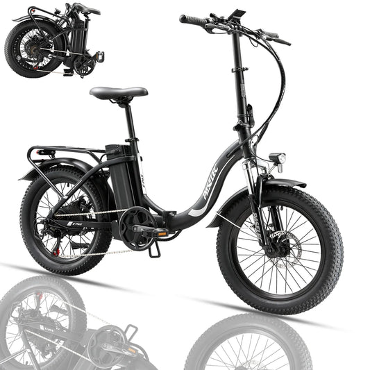 HKM-634067 Foldable 48V 16Ah Electric Bicycle with 20" Fat Tires and 7-Speed Gears for Adults