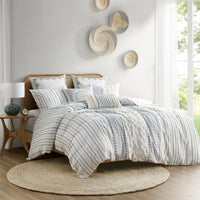 HKM-634067 Multicolor Aztec Print King/Cal King Cotton Duvet Cover Set with Chenille and Matching Shams