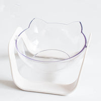 HKM-6340925 Tilted Cat Bowls - Single & Double Options in Blue or White for Comfortable Feeding