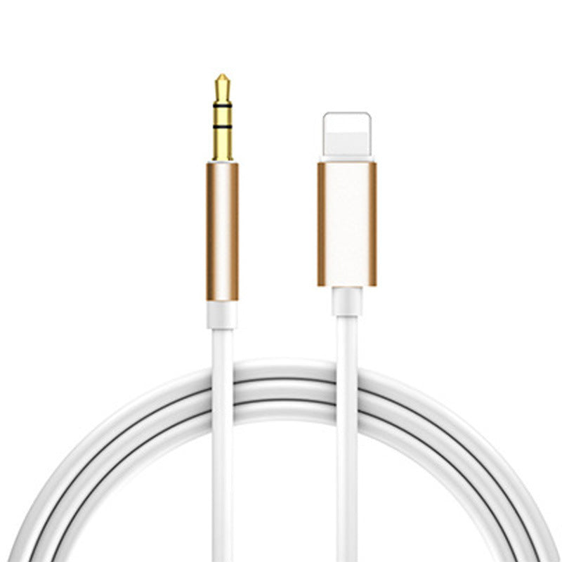 HKM-634131 1m Vehicle-Mounted 3.5mm Mobile Phone Audio Cable - Pink, Gold, Black, Silver - Tinned Copper Core, Metal Shell