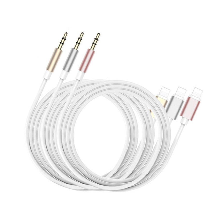 HKM-634131 1m Vehicle-Mounted 3.5mm Mobile Phone Audio Cable - Pink, Gold, Black, Silver - Tinned Copper Core, Metal Shell