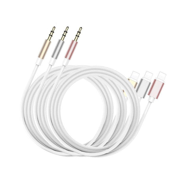HKM-634131 1m Vehicle-Mounted 3.5mm Mobile Phone Audio Cable - Pink, Gold, Black, Silver - Tinned Copper Core, Metal Shell