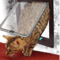 HKM-6341565 4-Way Lockable Cat Flap Door with Anti-Draught Edge in Pink and Black Adjustable for Small Pets