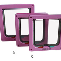 HKM-6341565 4-Way Lockable Cat Flap Door with Anti-Draught Edge in Pink and Black Adjustable for Small Pets