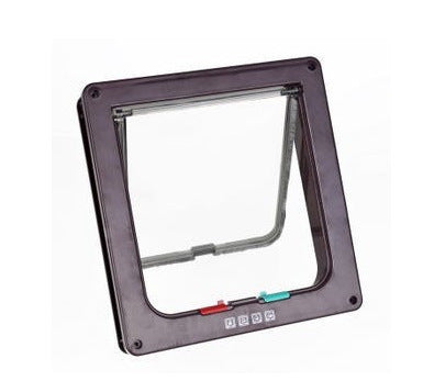 HKM-6341565 4-Way Lockable Cat Flap Door with Anti-Draught Edge in Pink and Black Adjustable for Small Pets