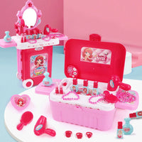 HKM-634195 3-in-1 Pretend Play Trolley Suitcase with Doctor and Makeup Toy Set for Girls
