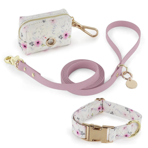 HKM-634259 Durable Multi-Colour Waterproof PVC Coated Webbing Dog Leash Set with Zinc Alloy Buckle