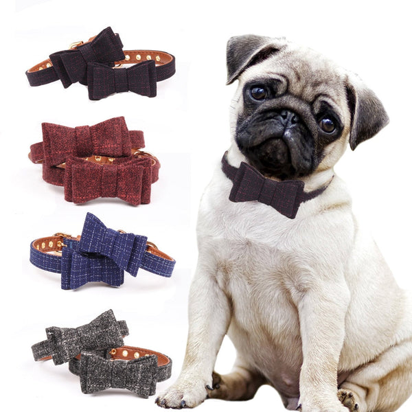 HKM-6342717 British Bow Fabric Pet Collar for Dogs and Cats