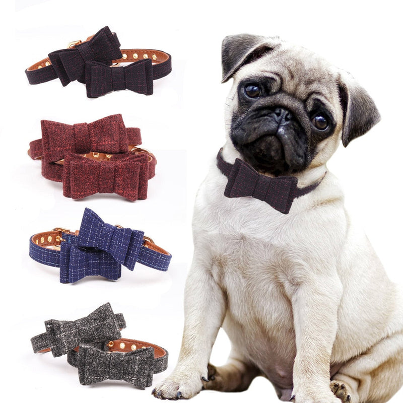 HKM-6342717 British Bow Fabric Pet Collar for Dogs and Cats