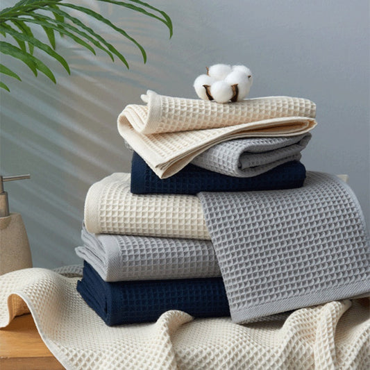 HKM-634323 Pure Cotton Japanese-Style Absorbent Honeycomb Pattern Towels in Multiple Sizes and Colors