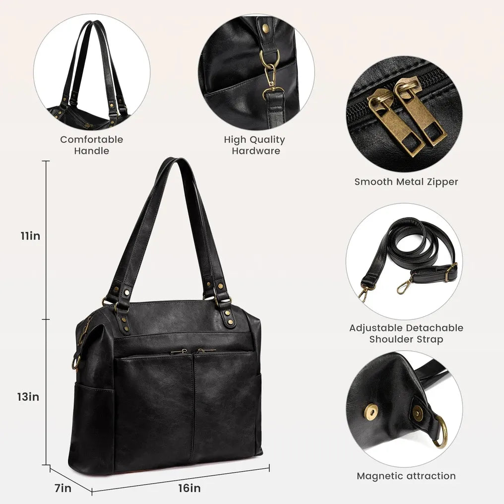 HKM-634451 Large Tote Shoulder Handbag for Women – Luxury PU Leather Crossbody Bag for Laptops and Everyday Use