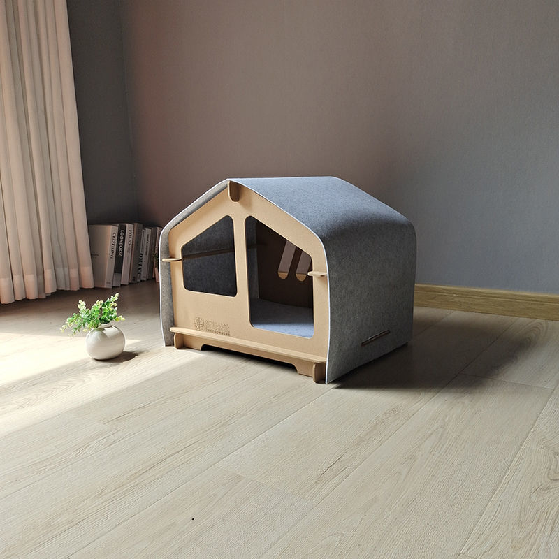 HKM-6344765 Cozy Wooden Pet House for Cats and Small Dogs - All Season Design