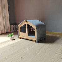 HKM-6344765 Cozy Wooden Pet House for Cats and Small Dogs - All Season Design