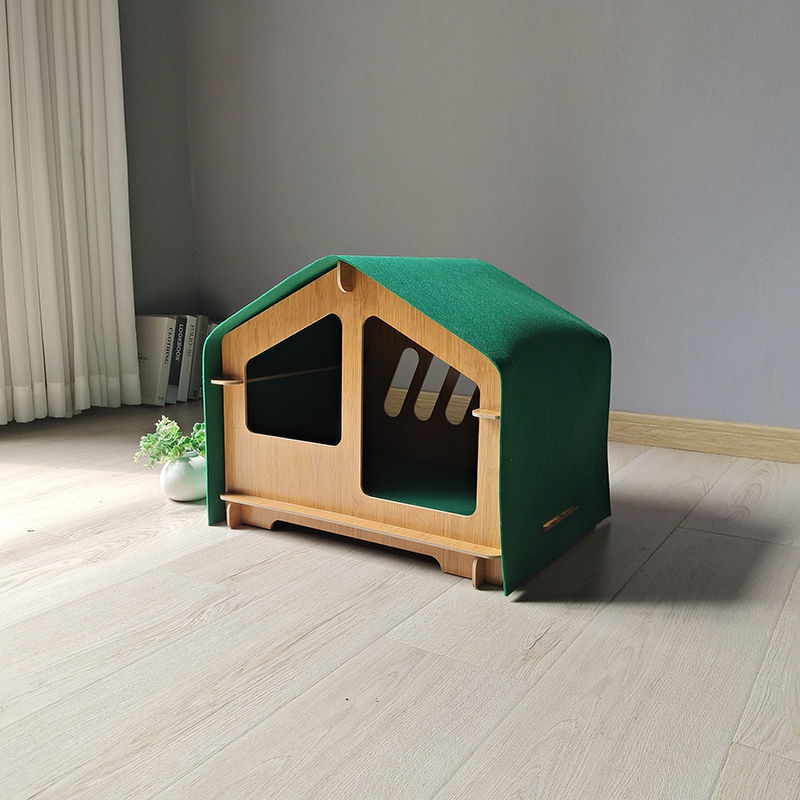 HKM-6344765 Cozy Wooden Pet House for Cats and Small Dogs - All Season Design