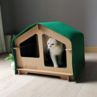 HKM-6344765 Cozy Wooden Pet House for Cats and Small Dogs - All Season Design