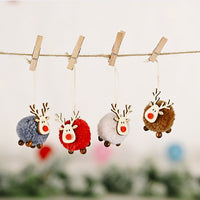 HKM-634515 Elk Pendant Christmas Tree Decoration in Cloth Art - Red, Gray, White, Brown