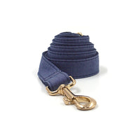 HKM-6346301 Deep Denim Pet Collar and Leash Set with Gold Buckle and Bow Tie