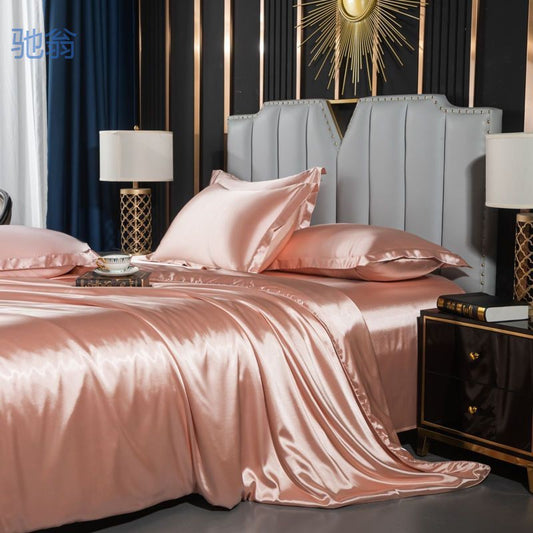 HKM-634899 Solid Color Washed Silk Four-Piece Bed Sheet Set in Multiple Sizes