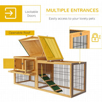 HKM-6350141 Two-Level 59" Outdoor Rabbit Hutch with Openable Roof, Spacious Design for Small Animals, Easy Access and Secure Latching Door