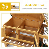 HKM-6350141 Two-Level 59" Outdoor Rabbit Hutch with Openable Roof, Spacious Design for Small Animals, Easy Access and Secure Latching Door