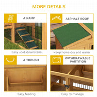 HKM-6350141 Two-Level 59" Outdoor Rabbit Hutch with Openable Roof, Spacious Design for Small Animals, Easy Access and Secure Latching Door