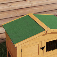HKM-6350141 Two-Level 59" Outdoor Rabbit Hutch with Openable Roof, Spacious Design for Small Animals, Easy Access and Secure Latching Door