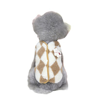 HKM-6350653 Plush Checkerboard Pet Vest for Cats and Dogs - Warm Autumn Winter Cotton Coat in Brown and Black