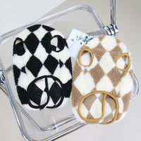 HKM-6350653 Plush Checkerboard Pet Vest for Cats and Dogs - Warm Autumn Winter Cotton Coat in Brown and Black