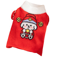 HKM-6351037 Festive Knitted Dog Sweater with Snowman and Christmas Bear Design
