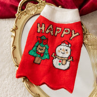 HKM-6351037 Festive Knitted Dog Sweater with Snowman and Christmas Bear Design