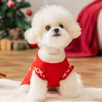 HKM-6351037 Festive Knitted Dog Sweater with Snowman and Christmas Bear Design