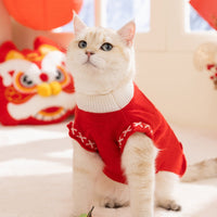 HKM-6351037 Festive Knitted Dog Sweater with Snowman and Christmas Bear Design