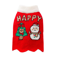 HKM-6351037 Festive Knitted Dog Sweater with Snowman and Christmas Bear Design