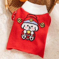 HKM-6351037 Festive Knitted Dog Sweater with Snowman and Christmas Bear Design
